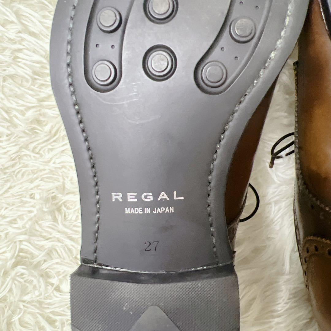 ✨未使用級✨　REGAL リーガル セミブローグ レザーシューズ 茶 27cm