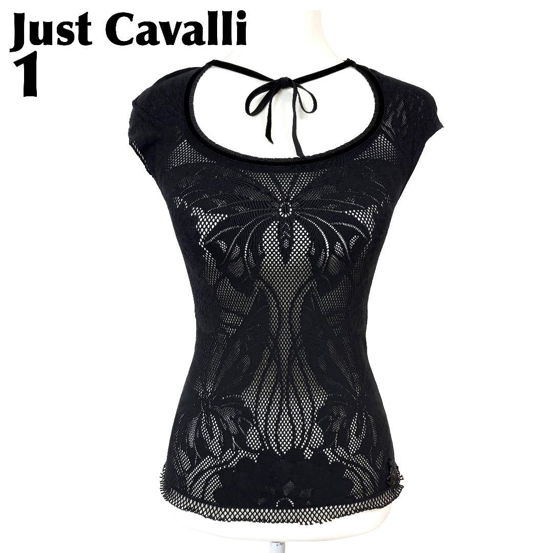 Just Cavalli ノースリーブトップス メッシュ 1 ブラック 蝶々
