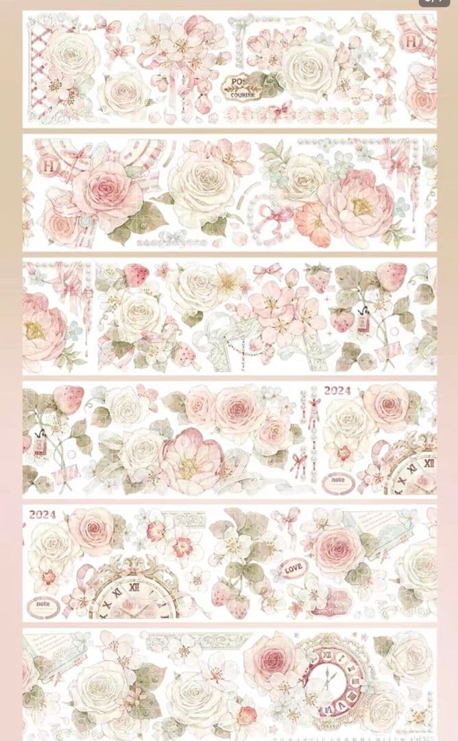 【バラ売りOK】苺＆花柄マスキングテープ 巻売り 3個セット