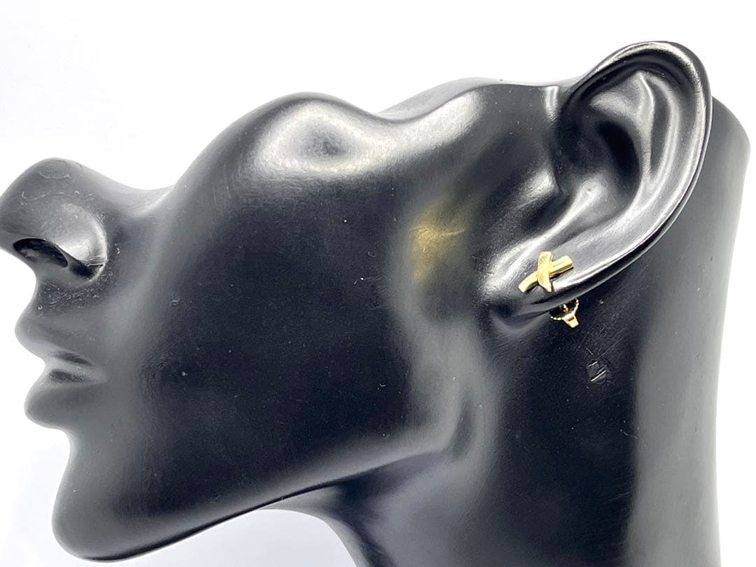 c881 美品　ティファニー　パロマピカソ　K18YG キス　X クロス　ピアス