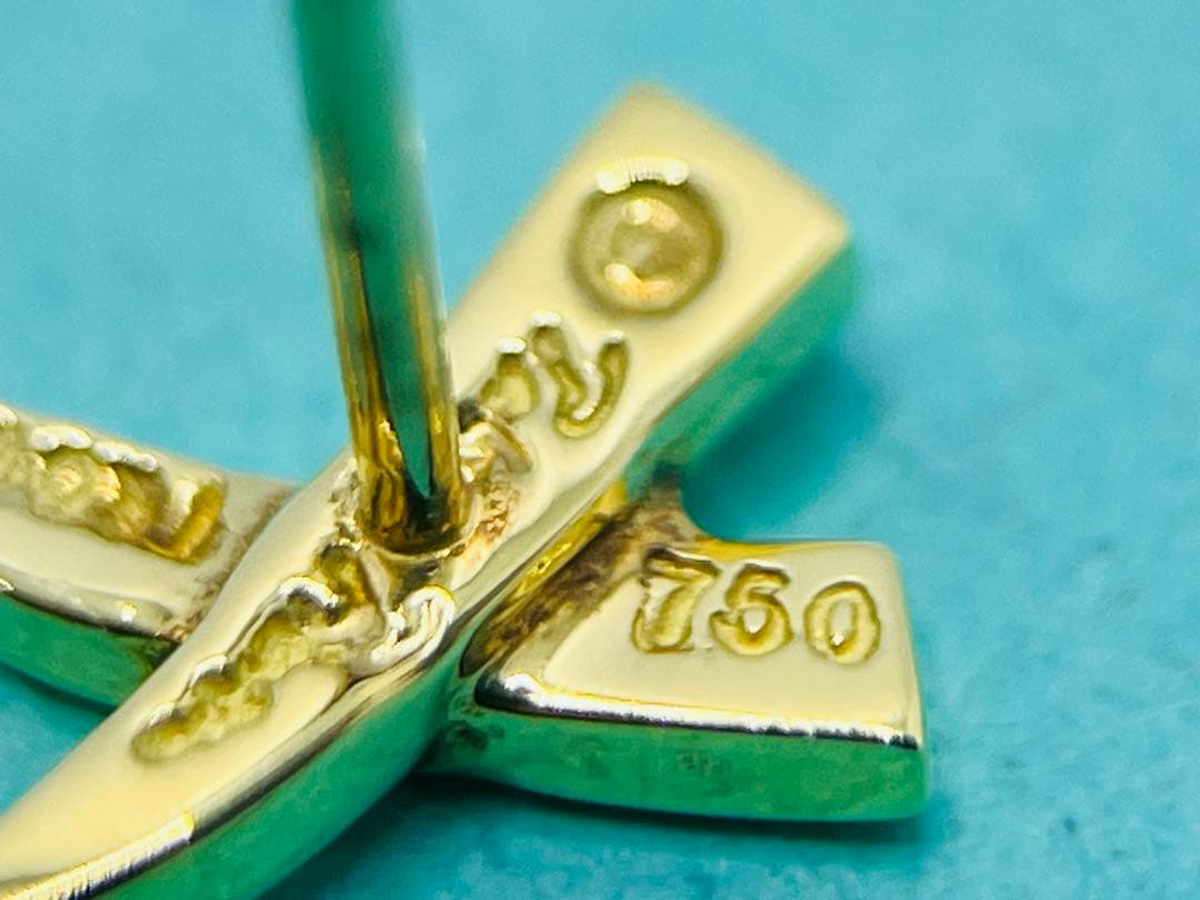 c881 美品　ティファニー　パロマピカソ　K18YG キス　X クロス　ピアス