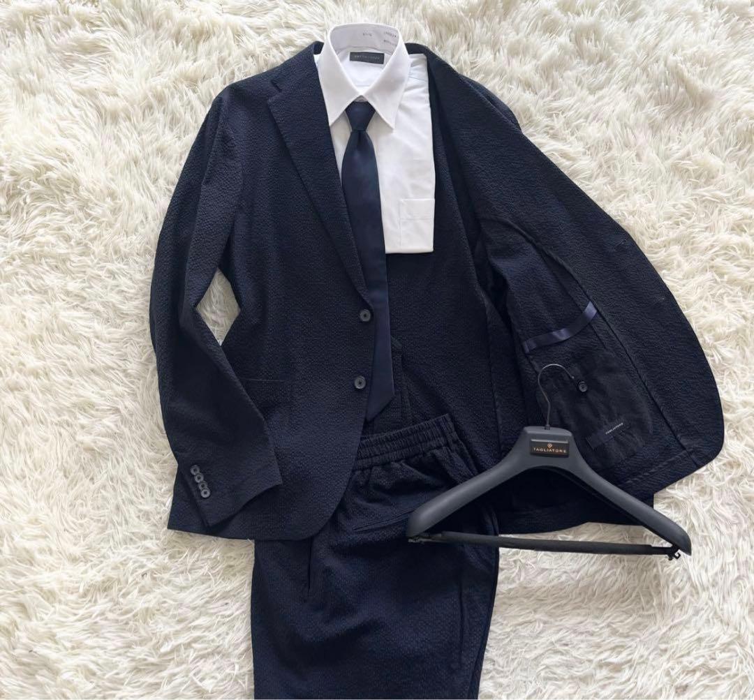 TAGLIATORE ネイビー シアサッカー スーツ サイズ50