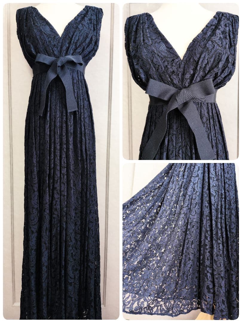 うに様♡【CAROLINA HERRERA】総レース ロングドレス ネイビー