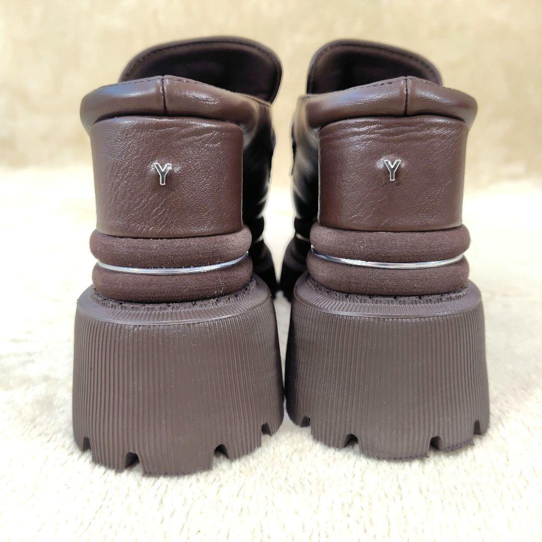 極美品 LANA着用モデル イエロー シューズ 厚底ローファー ブラウン 23