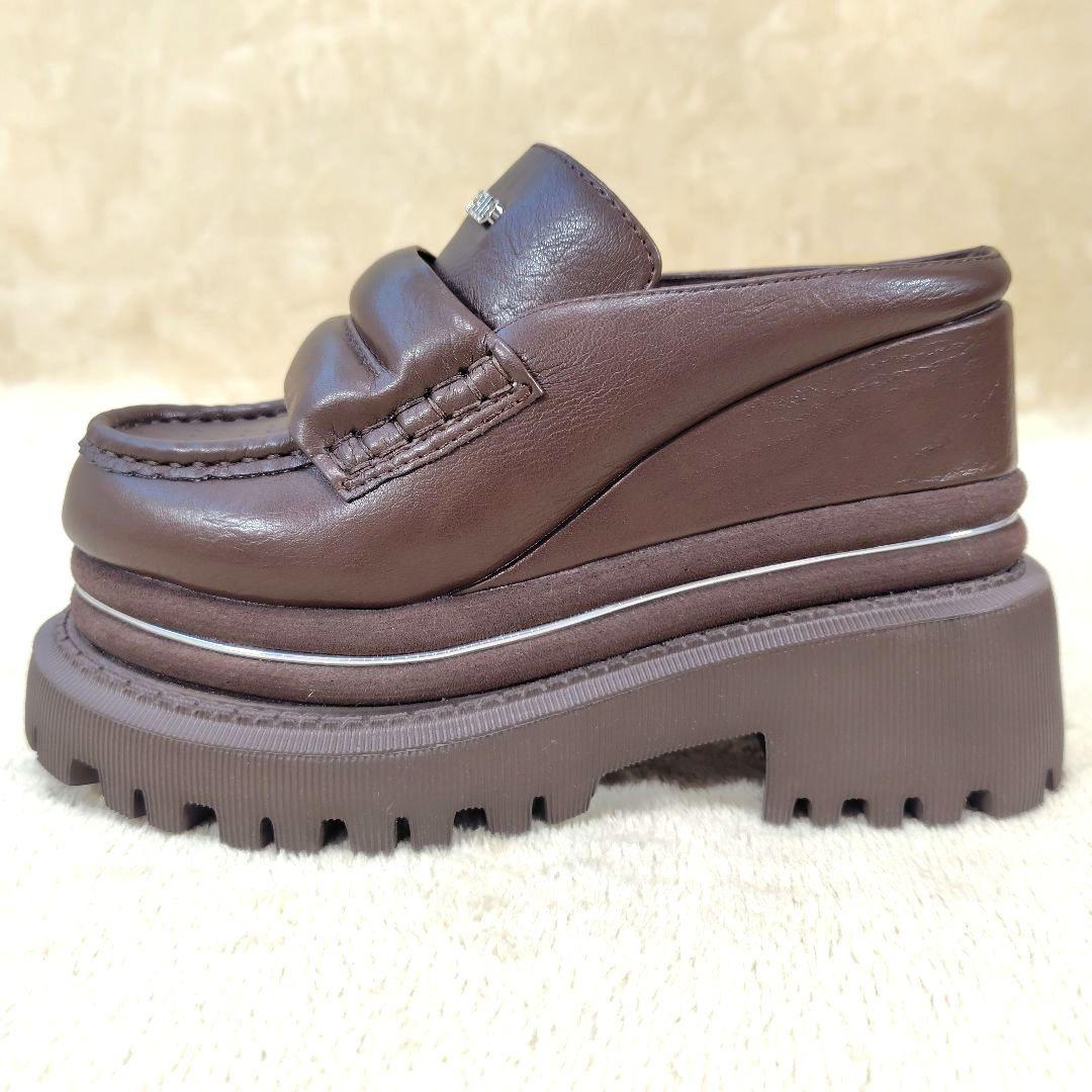 極美品 LANA着用モデル イエロー シューズ 厚底ローファー ブラウン 23