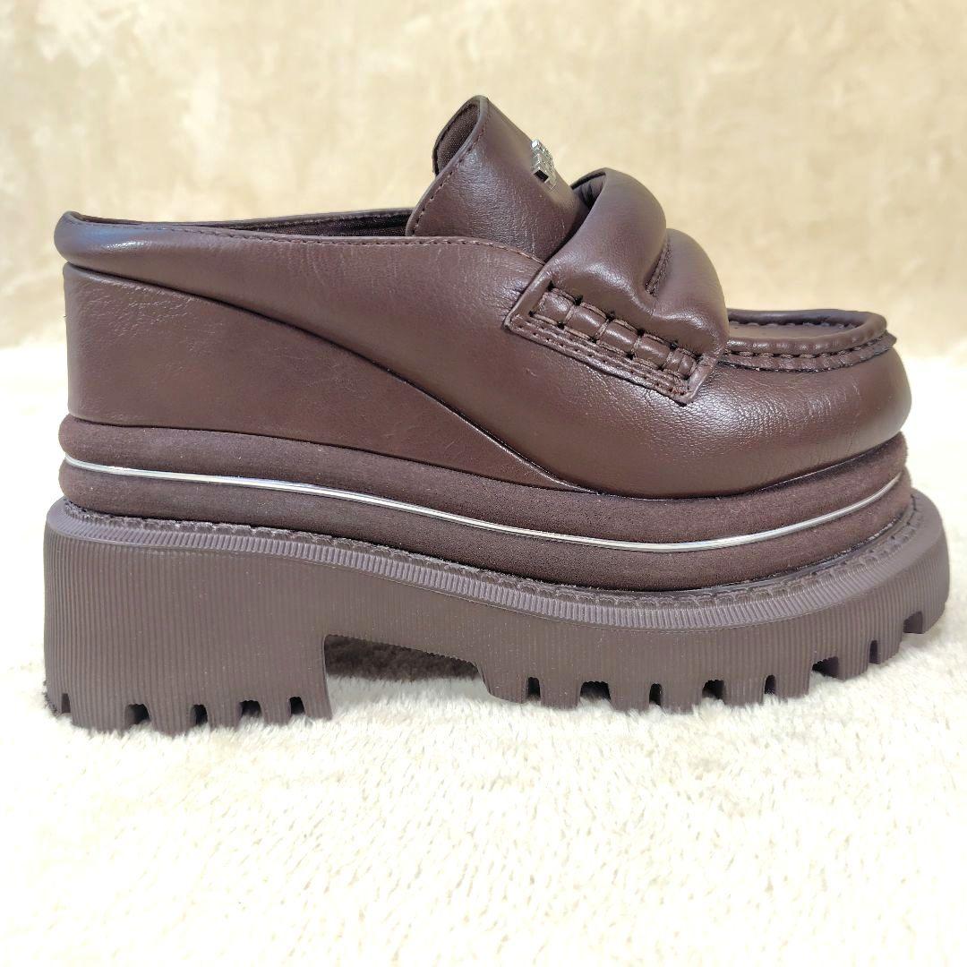 極美品 LANA着用モデル イエロー シューズ 厚底ローファー ブラウン 23