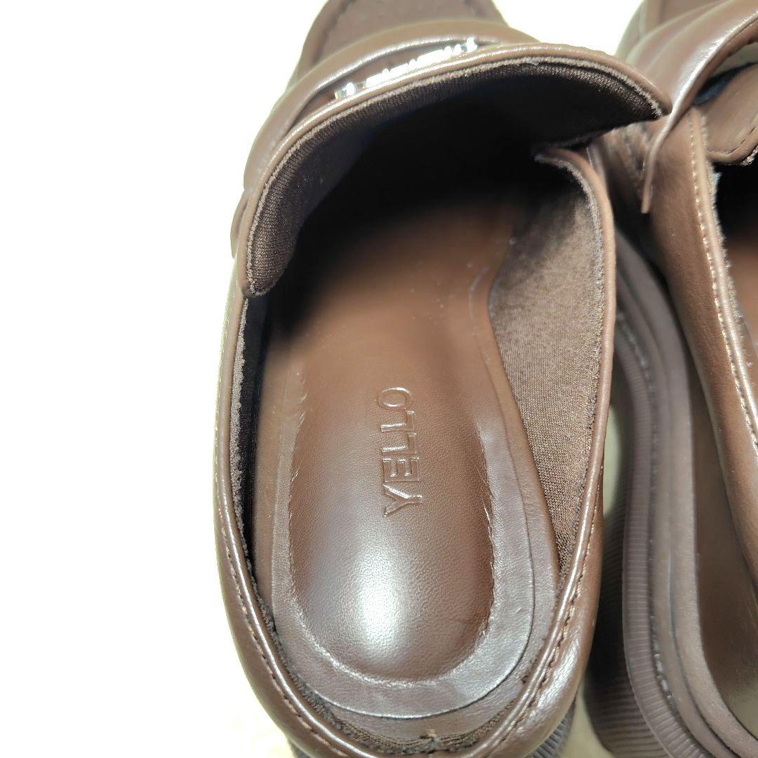 極美品 LANA着用モデル イエロー シューズ 厚底ローファー ブラウン 23