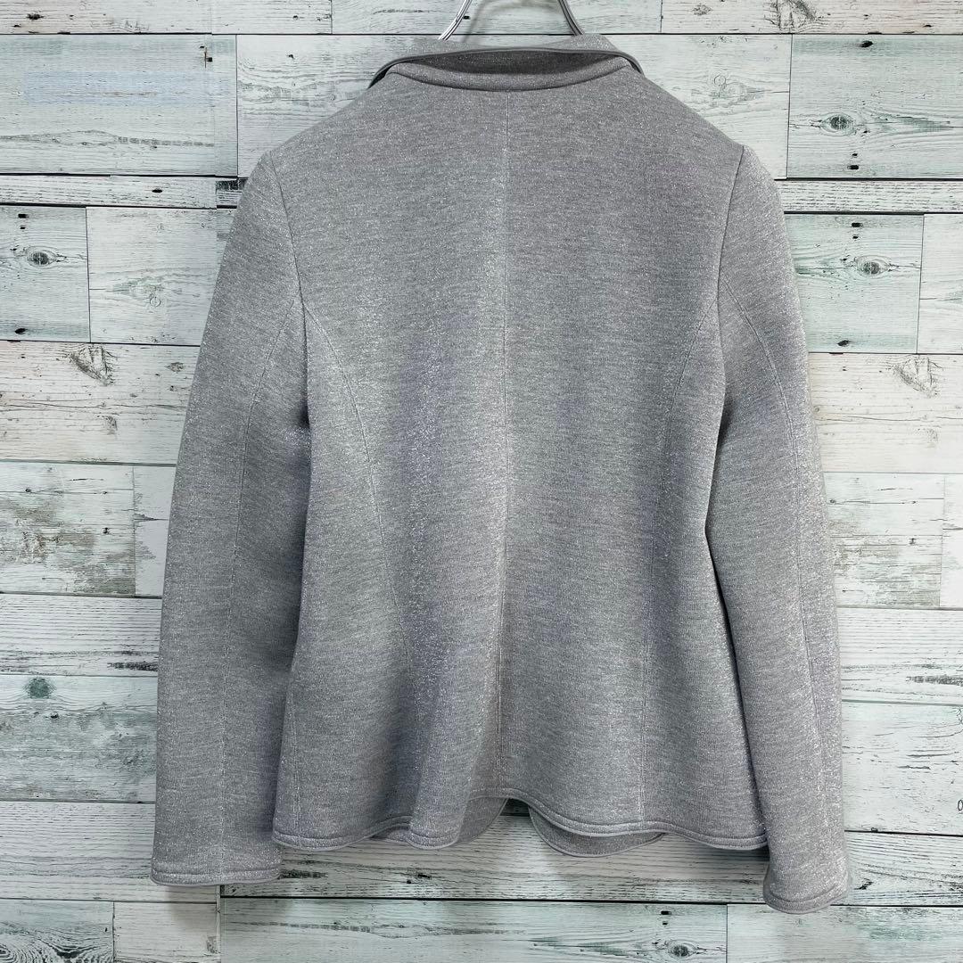 ☆ほぼ未使用☆レリアン　シルバーラメ入りテーラードジャケット　シングルボタン