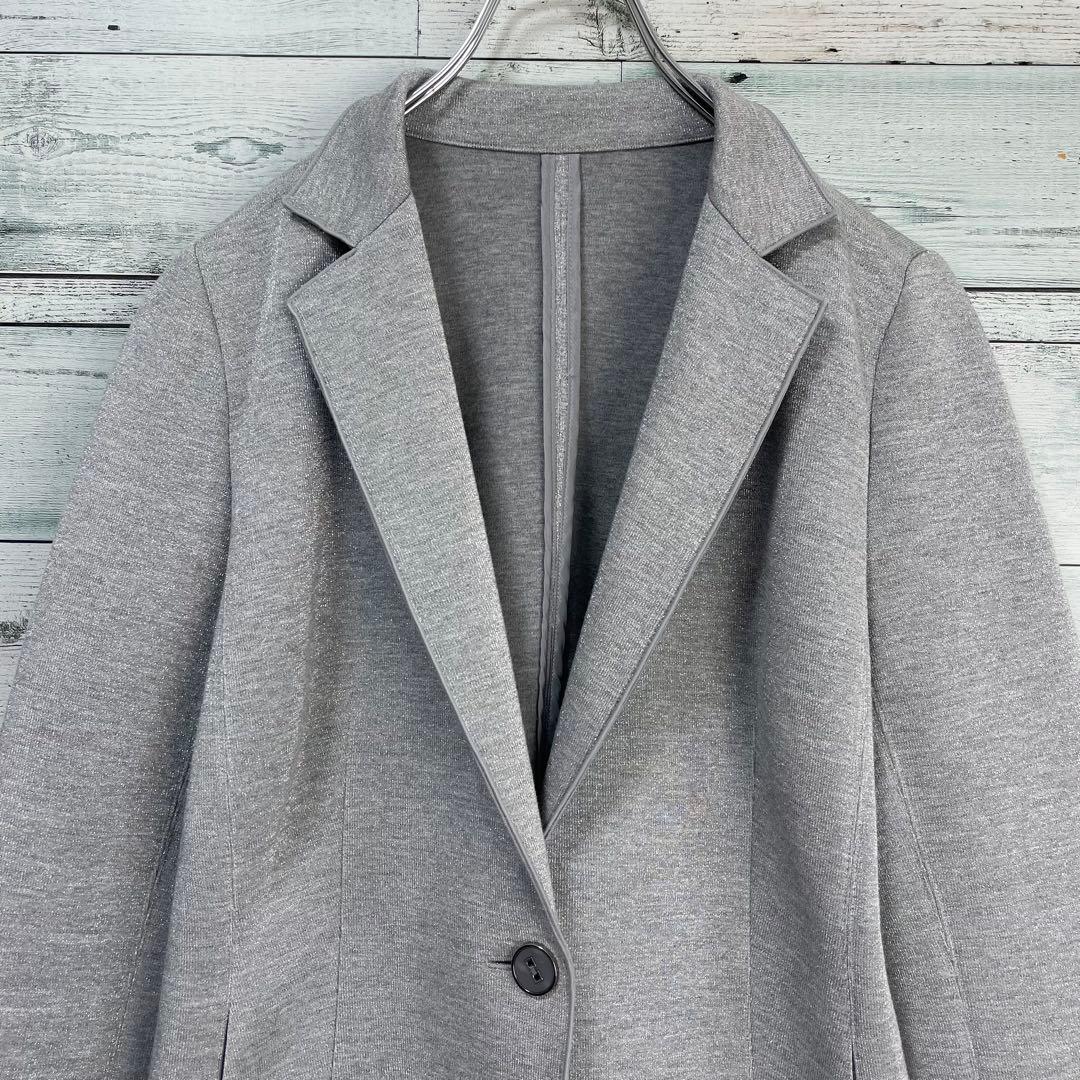 ☆ほぼ未使用☆レリアン　シルバーラメ入りテーラードジャケット　シングルボタン