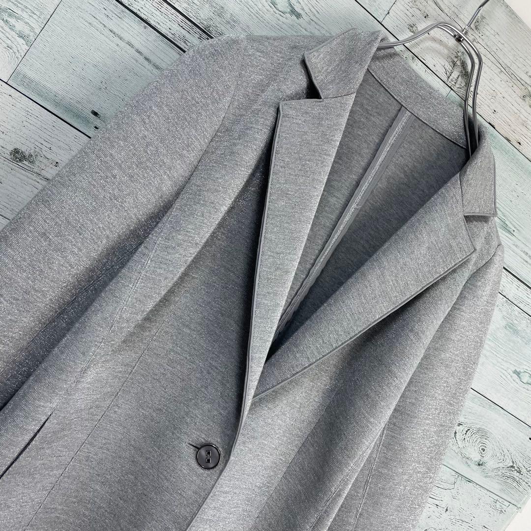 ☆ほぼ未使用☆レリアン　シルバーラメ入りテーラードジャケット　シングルボタン