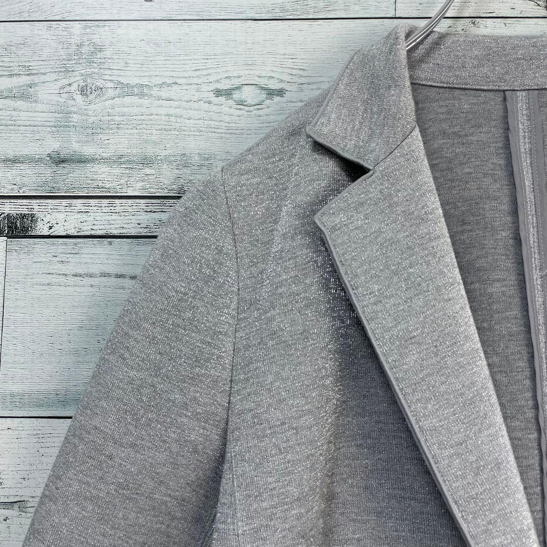 ☆ほぼ未使用☆レリアン　シルバーラメ入りテーラードジャケット　シングルボタン