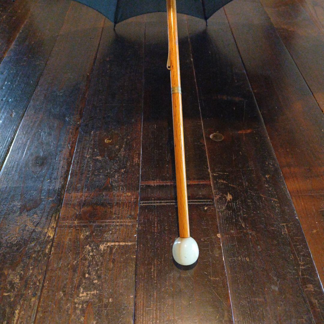 藍染麻地の日傘 花の装飾付き