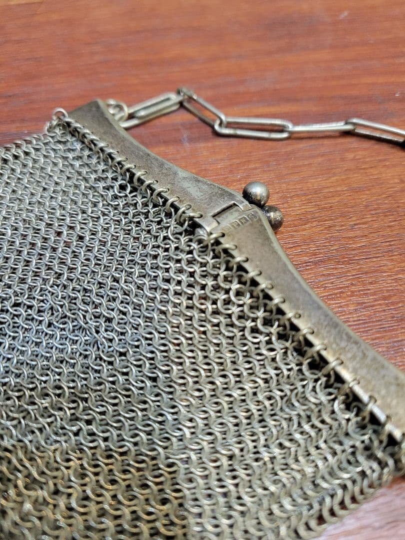 アンティーク純銀製バッグオペラバッグチェーンバッグ