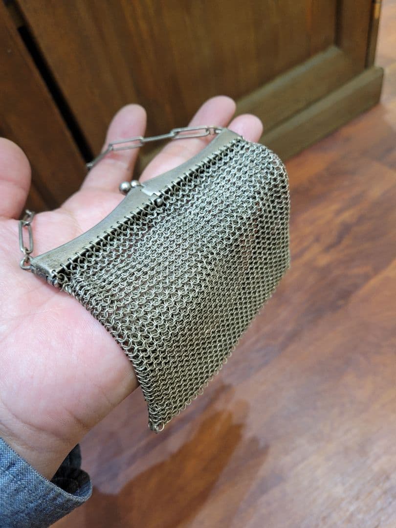 アンティーク純銀製バッグオペラバッグチェーンバッグ