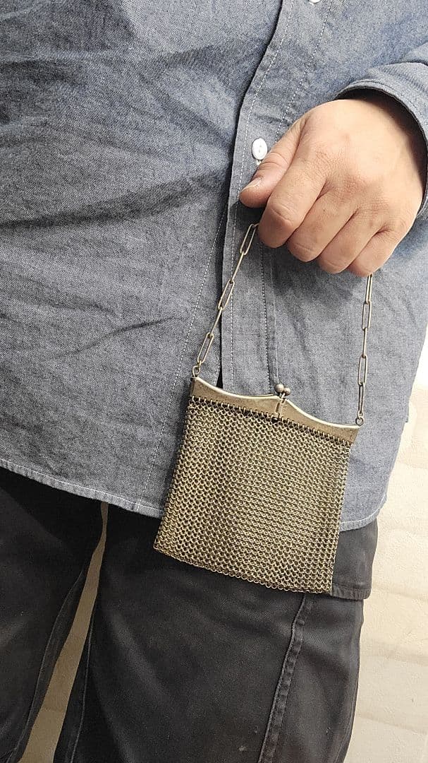 アンティーク純銀製バッグオペラバッグチェーンバッグ