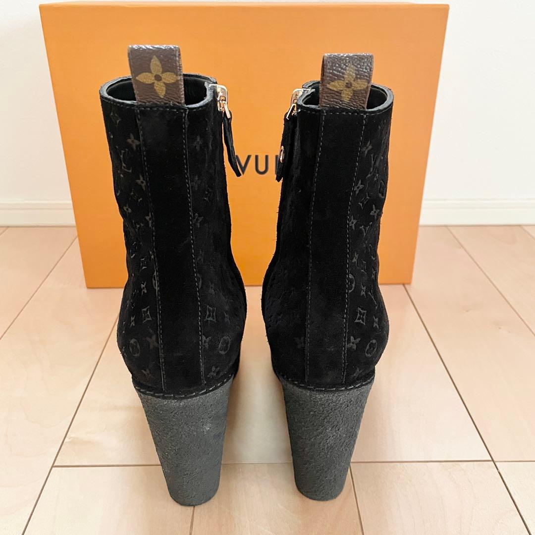 LOUIS VUITTON モノグラム スエード アンクルブーツ 37 1/2