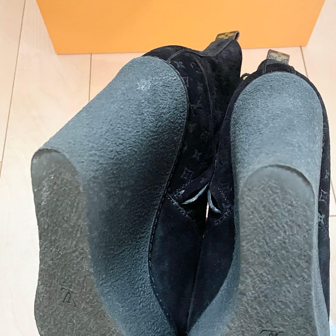LOUIS VUITTON モノグラム スエード アンクルブーツ 37 1/2
