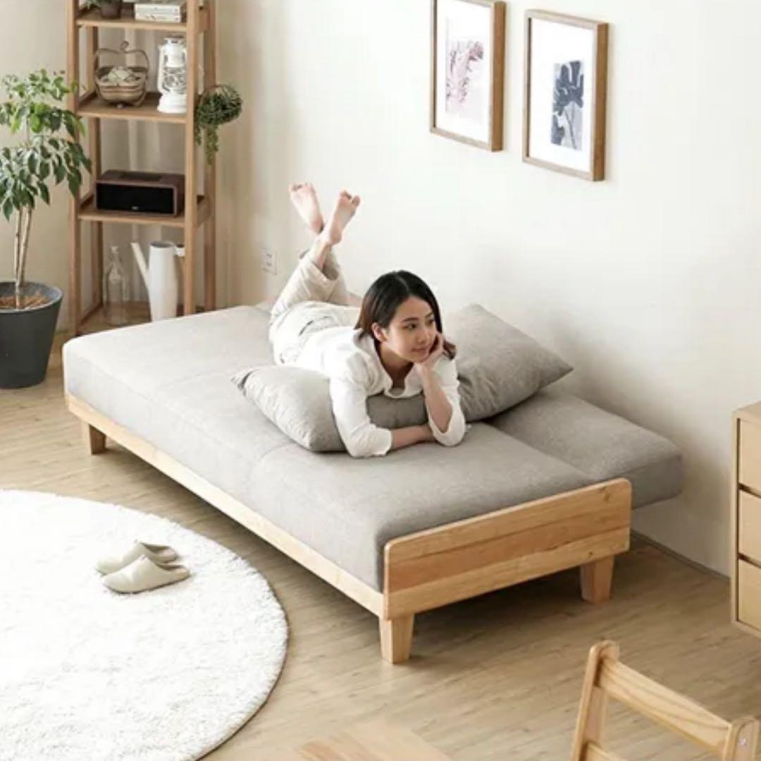 【引き取り可】モダンデコ ソファベッド 3人掛け グレー