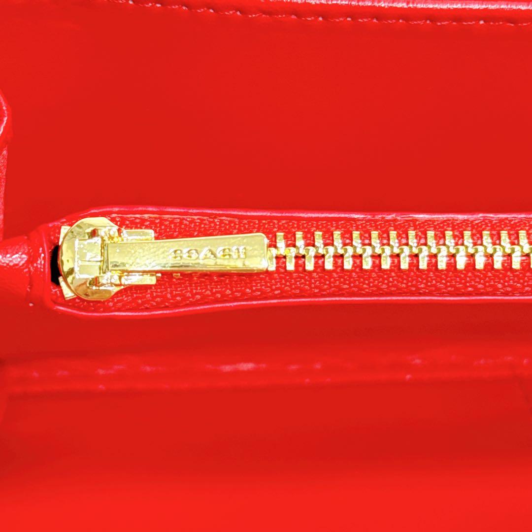 [COACH] コーチ 長財布(ラウンドファスナー)赤 ゴールド