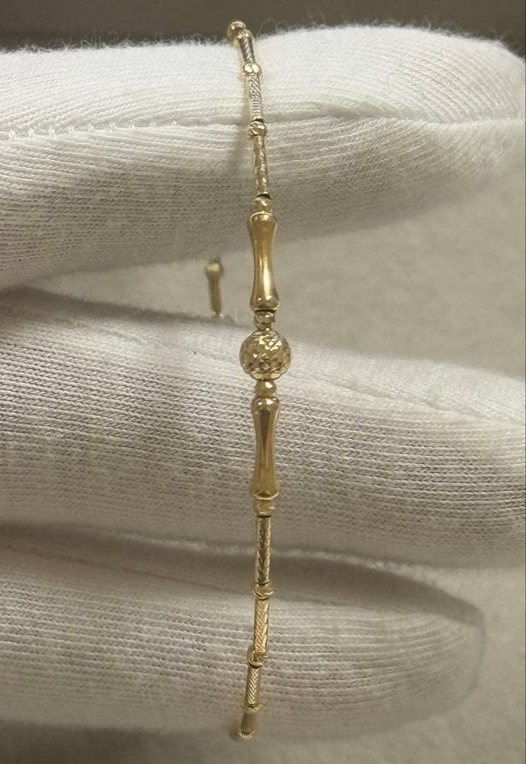 ピーチ　K18デザインバングル　ブレスレット　ミラーボール　キラキラ