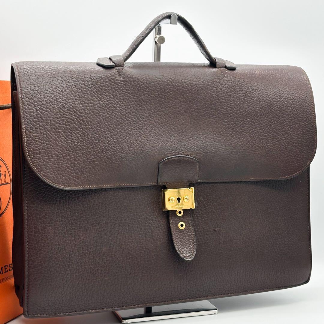 エルメス サックアデペッシュ 41 ブリーフケース トリヨンクレマンス ブラウン