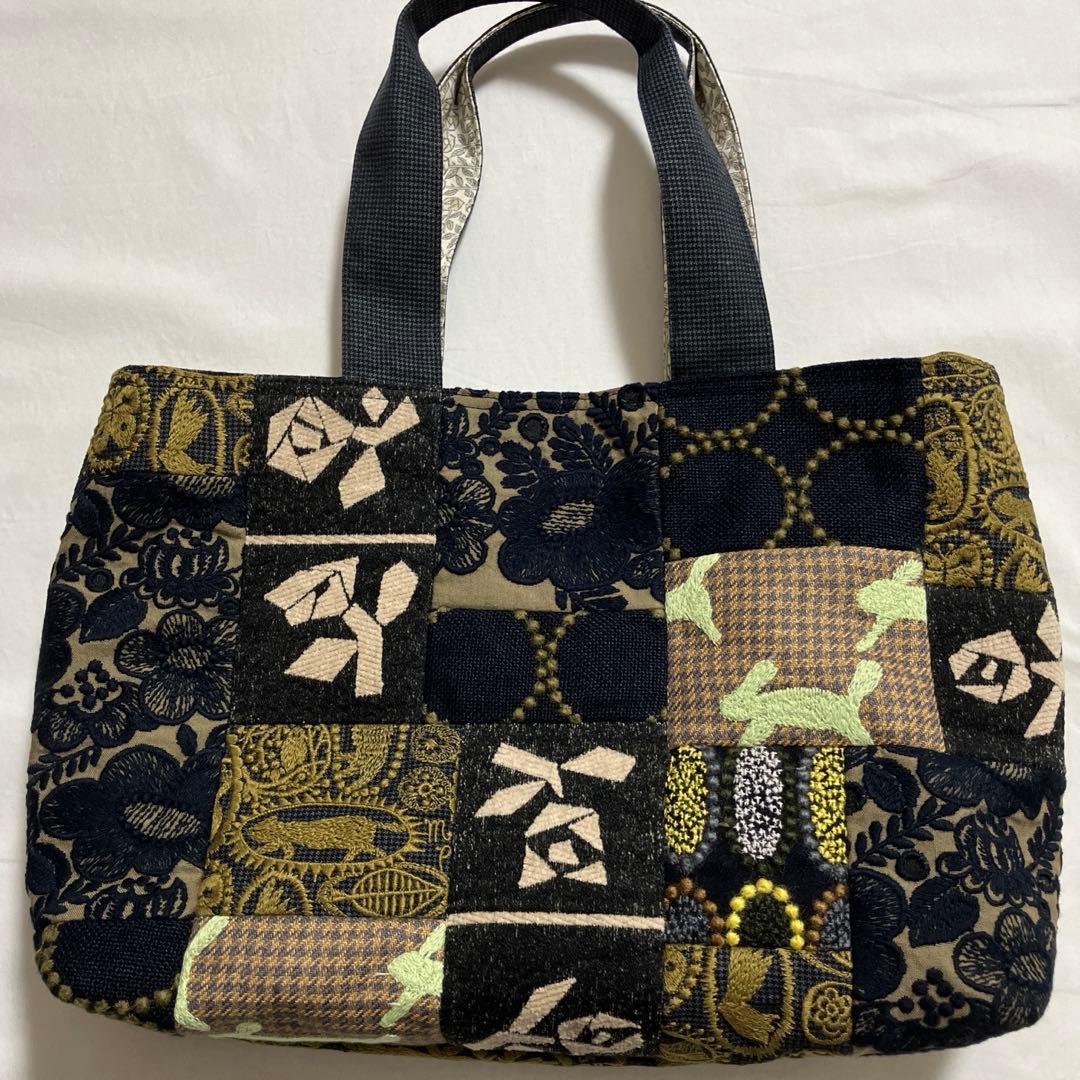 d)ミナペルホネン☆ハンドメイド パッチバッグ(jungle relief)