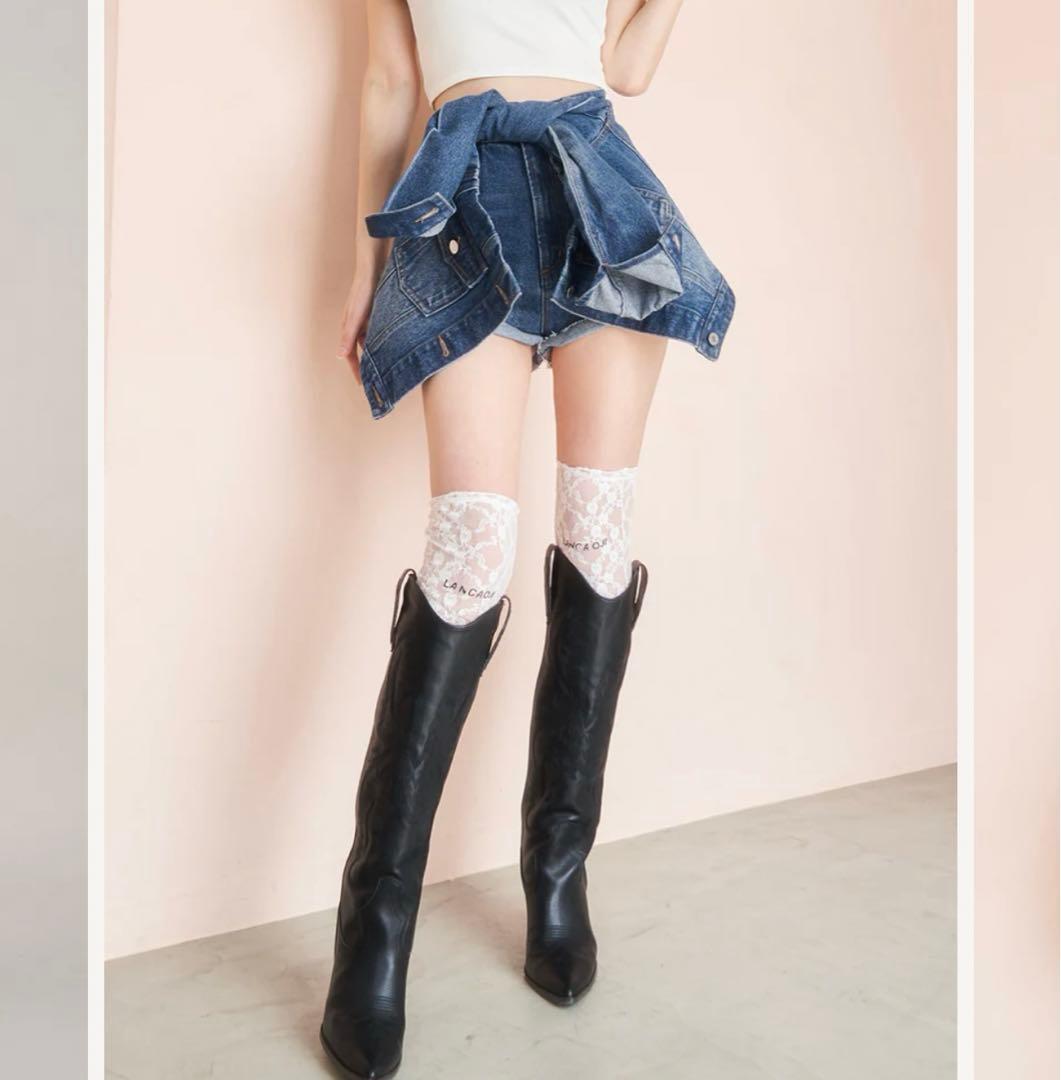 ドッキングデザインデニムショートパンツ