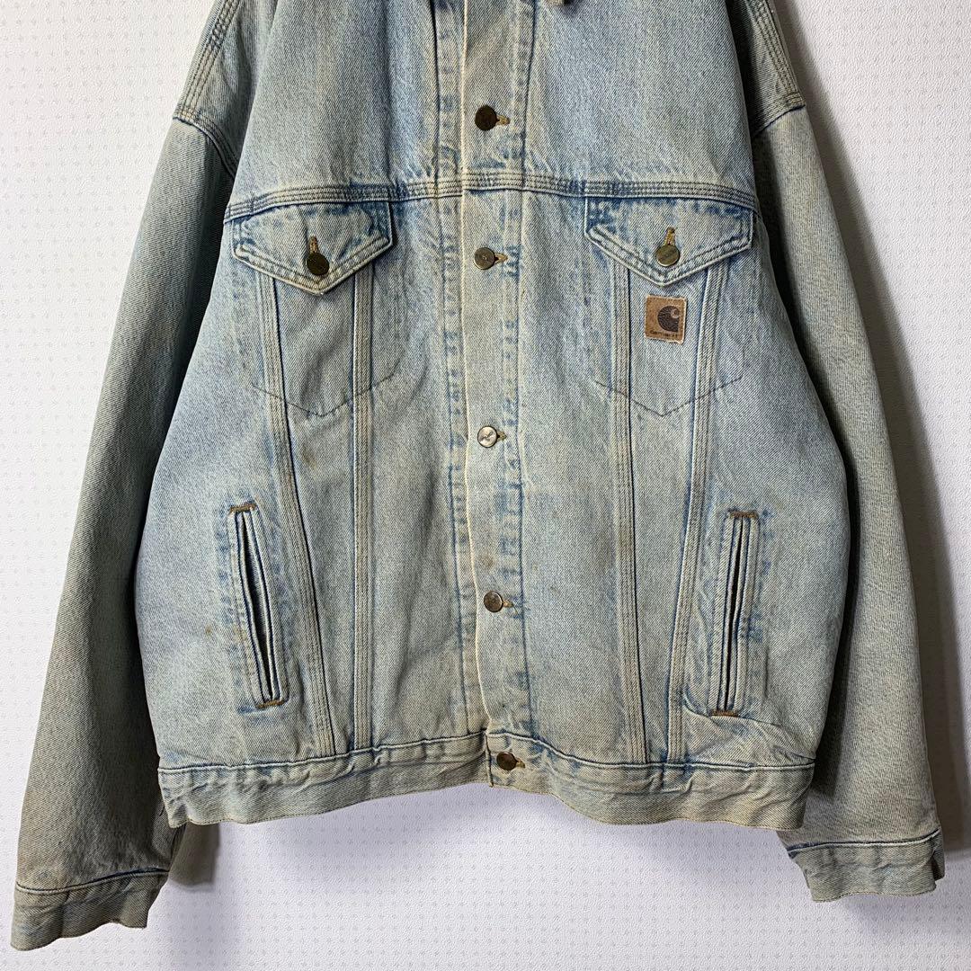 80s USA製 carhartt ブランケット付きデニムジャケット 2XL