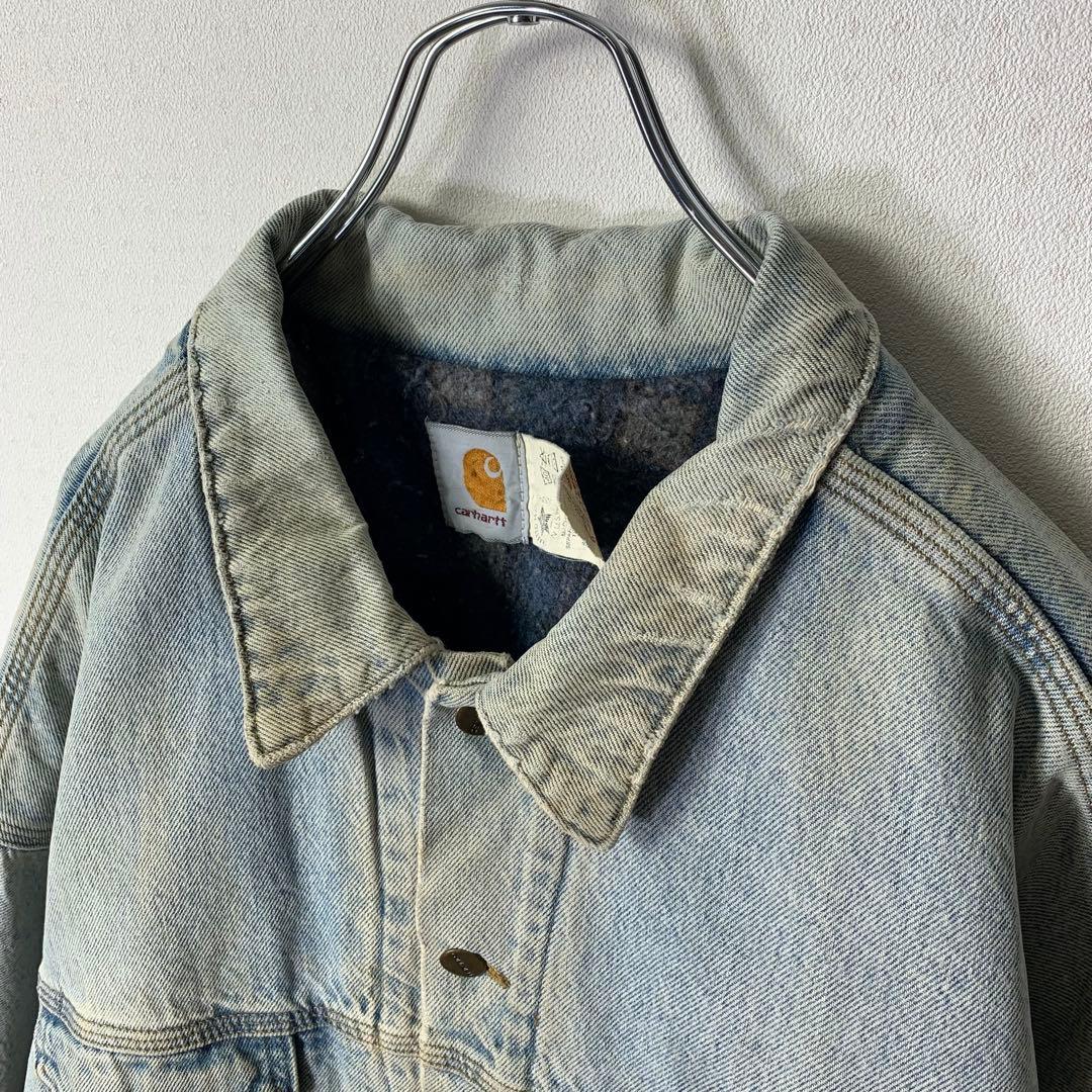 80s USA製 carhartt ブランケット付きデニムジャケット 2XL