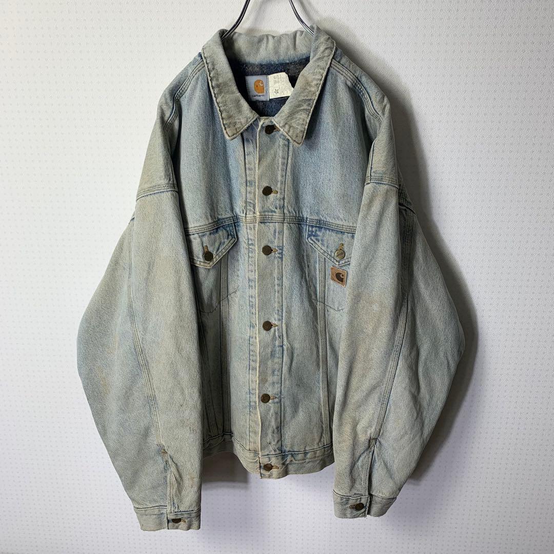 80s USA製 carhartt ブランケット付きデニムジャケット 2XL