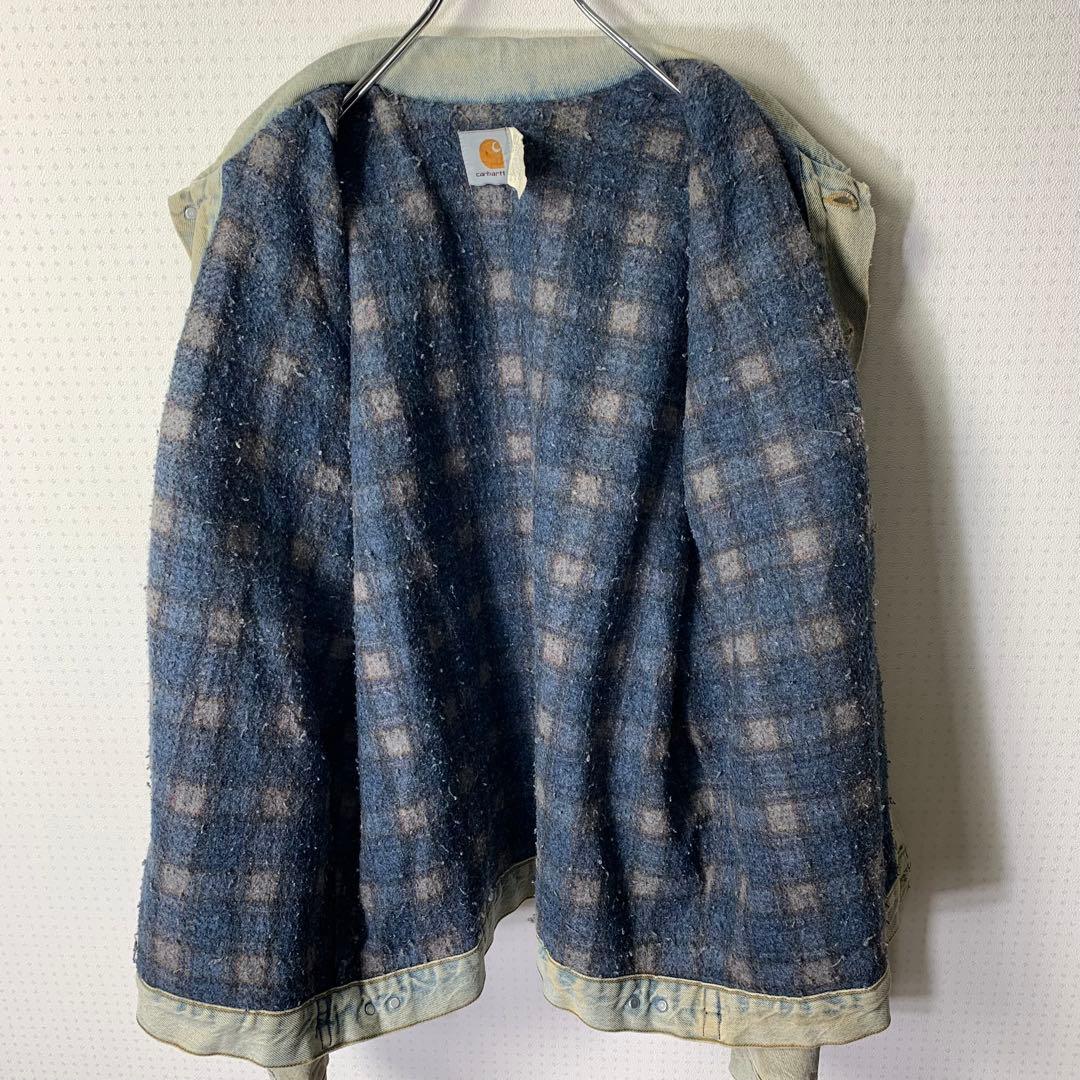 80s USA製 carhartt ブランケット付きデニムジャケット 2XL