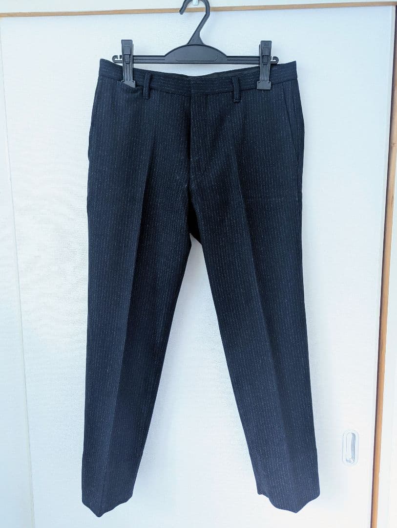 美品★+J★ ウール100% テーラードジャケット 上下 ネイビーストライプ S