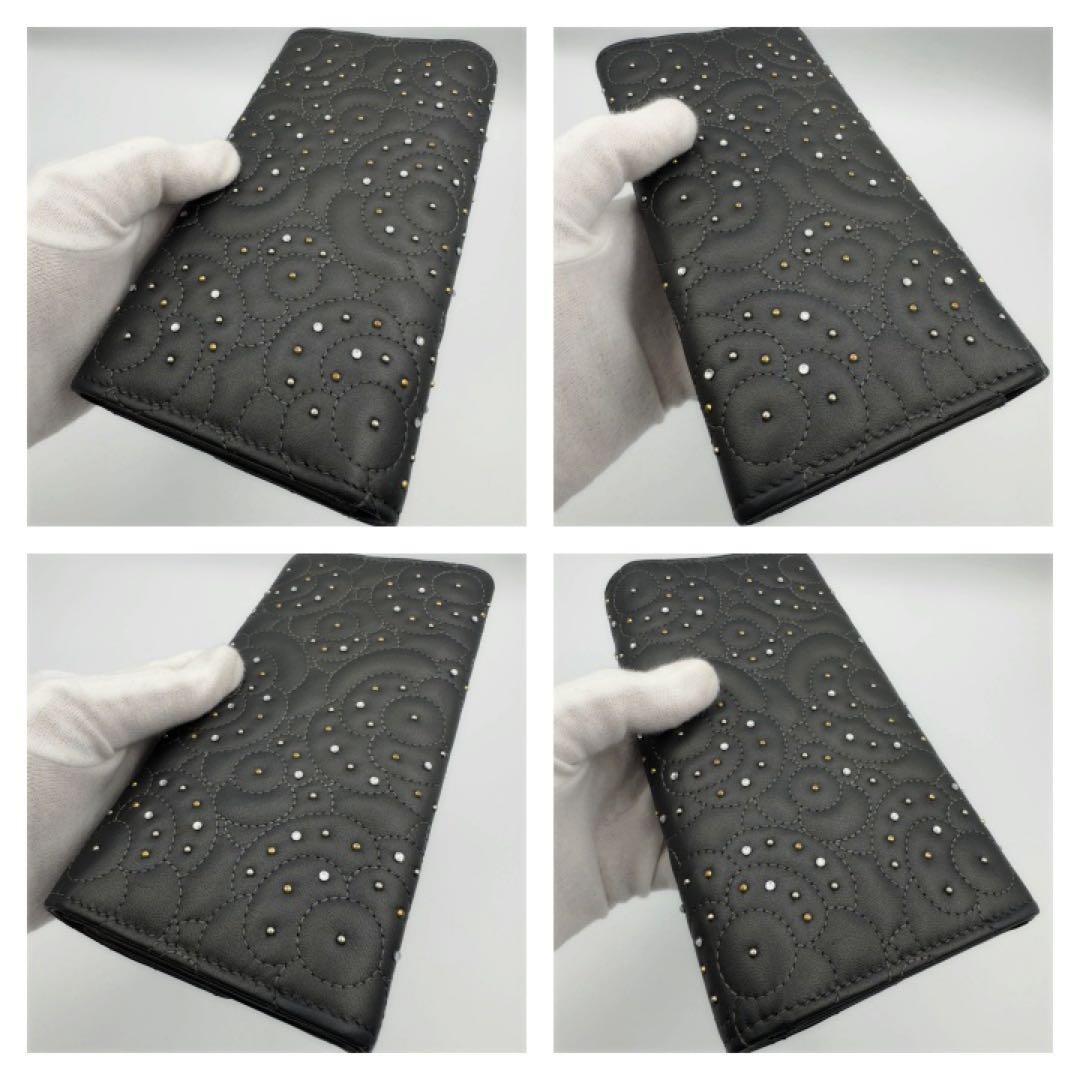 国内正規品　シャネル財布　マトラッセ　カメリア　フラップウォレット　ラムスキン