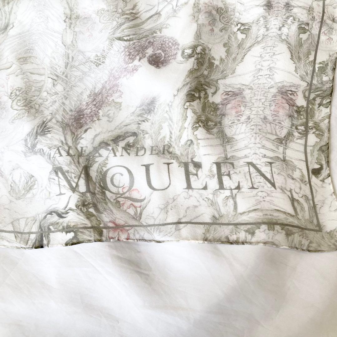 極美品　アレキサンダーマックイーン　スカーフ　シルク　スカル　ボタニカル　レア