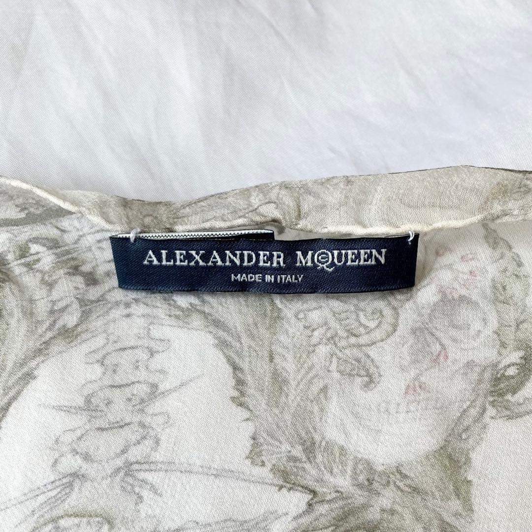 極美品　アレキサンダーマックイーン　スカーフ　シルク　スカル　ボタニカル　レア