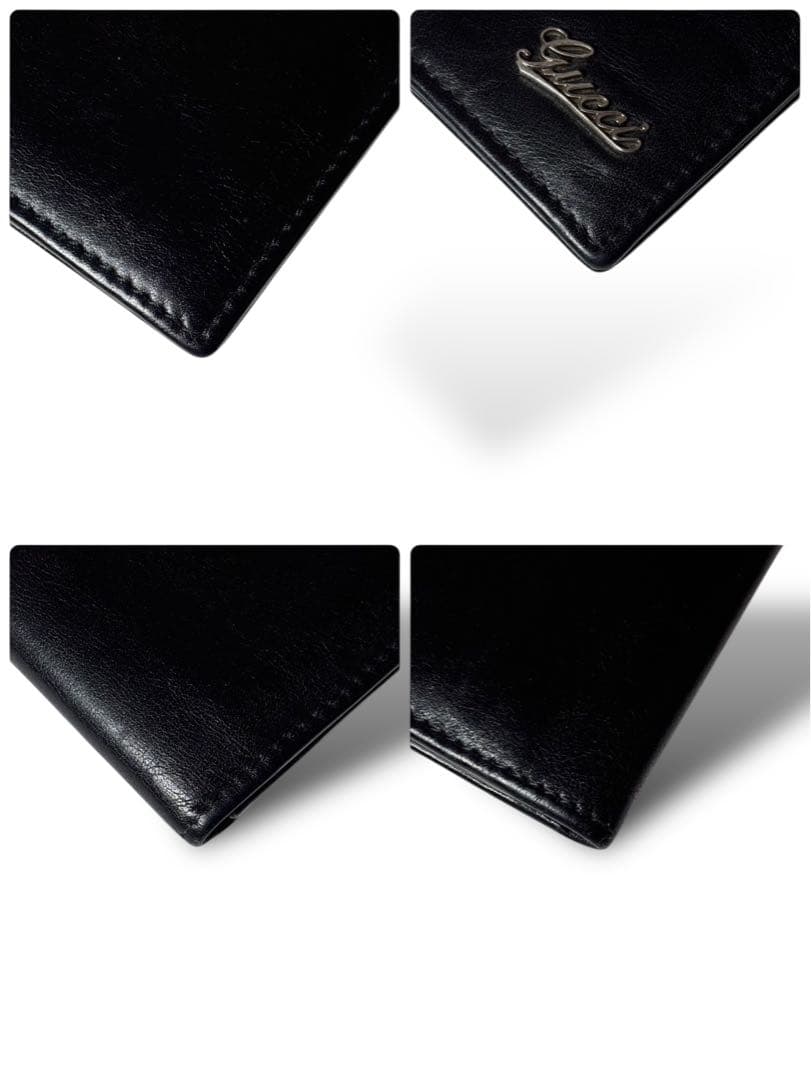 グッチ　GUCCI 名刺入れ　ブラック　レザー　ロゴ　シルバー金具
