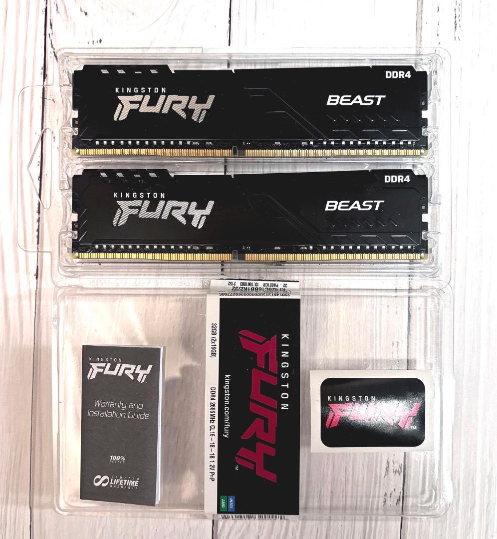 KINGSTON FURY BEAST 32GB(16GBx2) DDR4メモリ