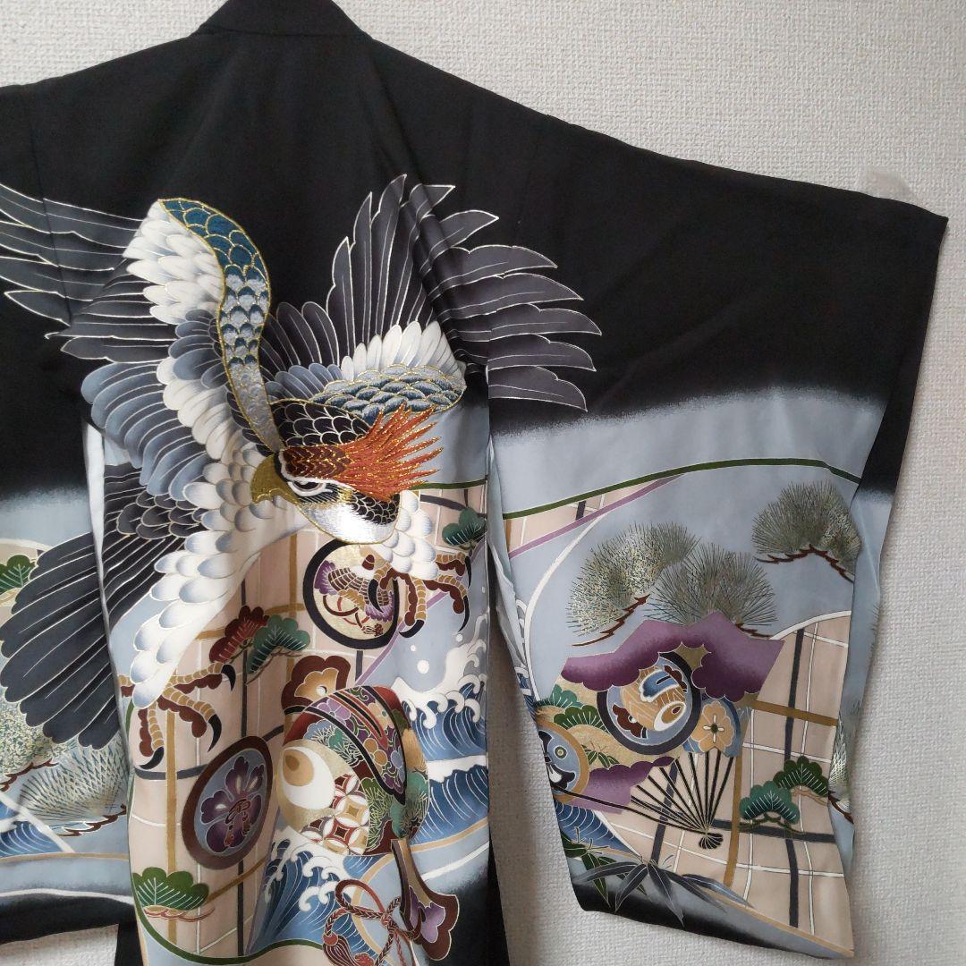 ✡️正絹100%鶴と波模様、お宮参り未使用級、クリーニング済み