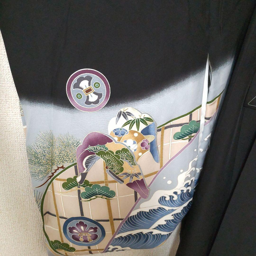 ✡️正絹100%鶴と波模様、お宮参り未使用級、クリーニング済み