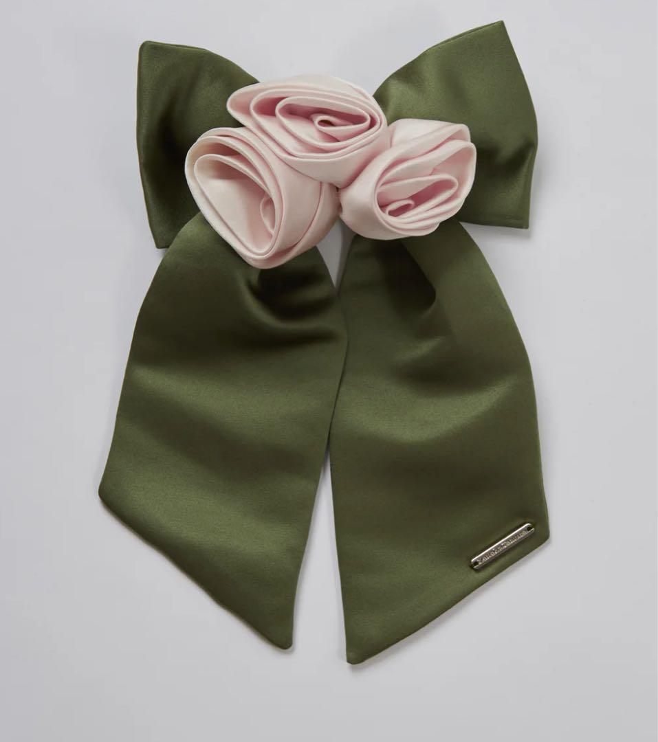 ヘアアクセサリー Satin Rose Barrette(Pink) kanako tamura