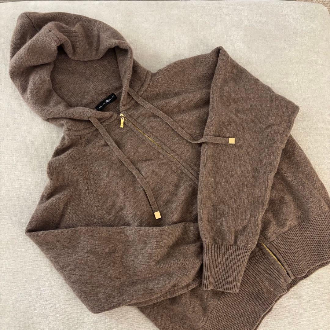 タカシマヤ｜カシミヤ100% ジップニットパーカー ブラウン
