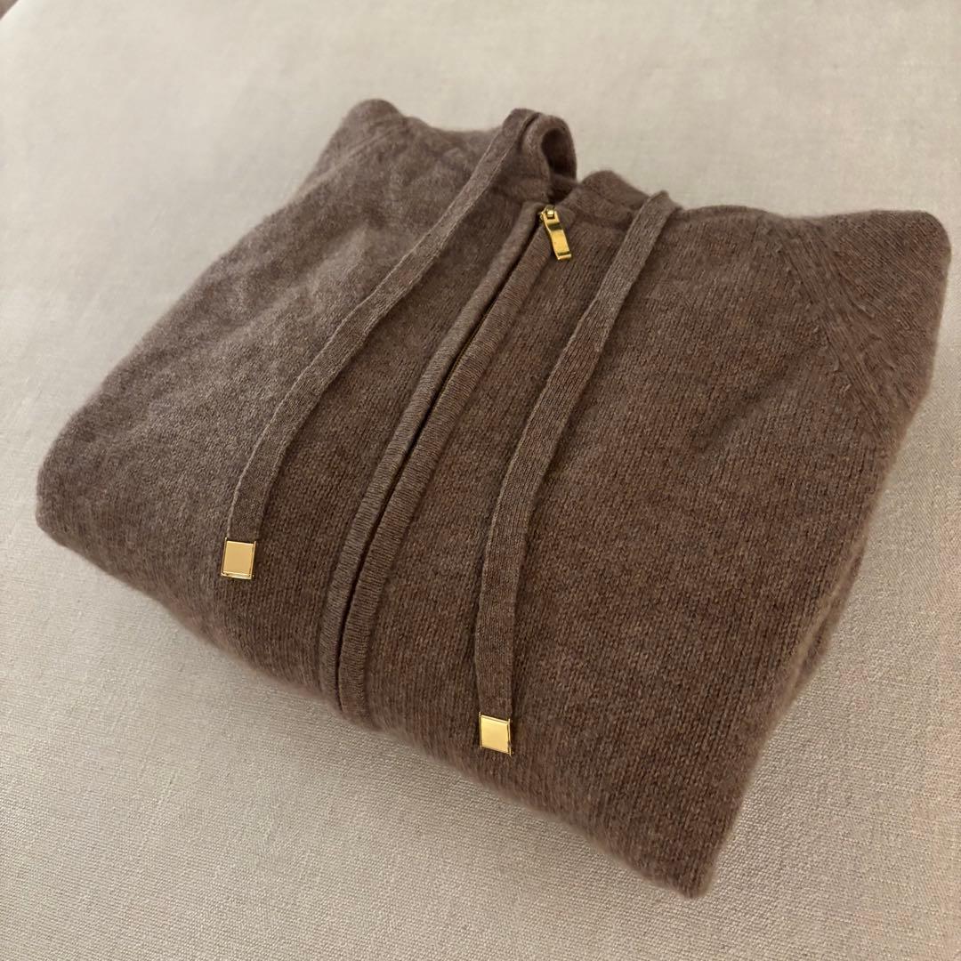 タカシマヤ｜カシミヤ100% ジップニットパーカー ブラウン