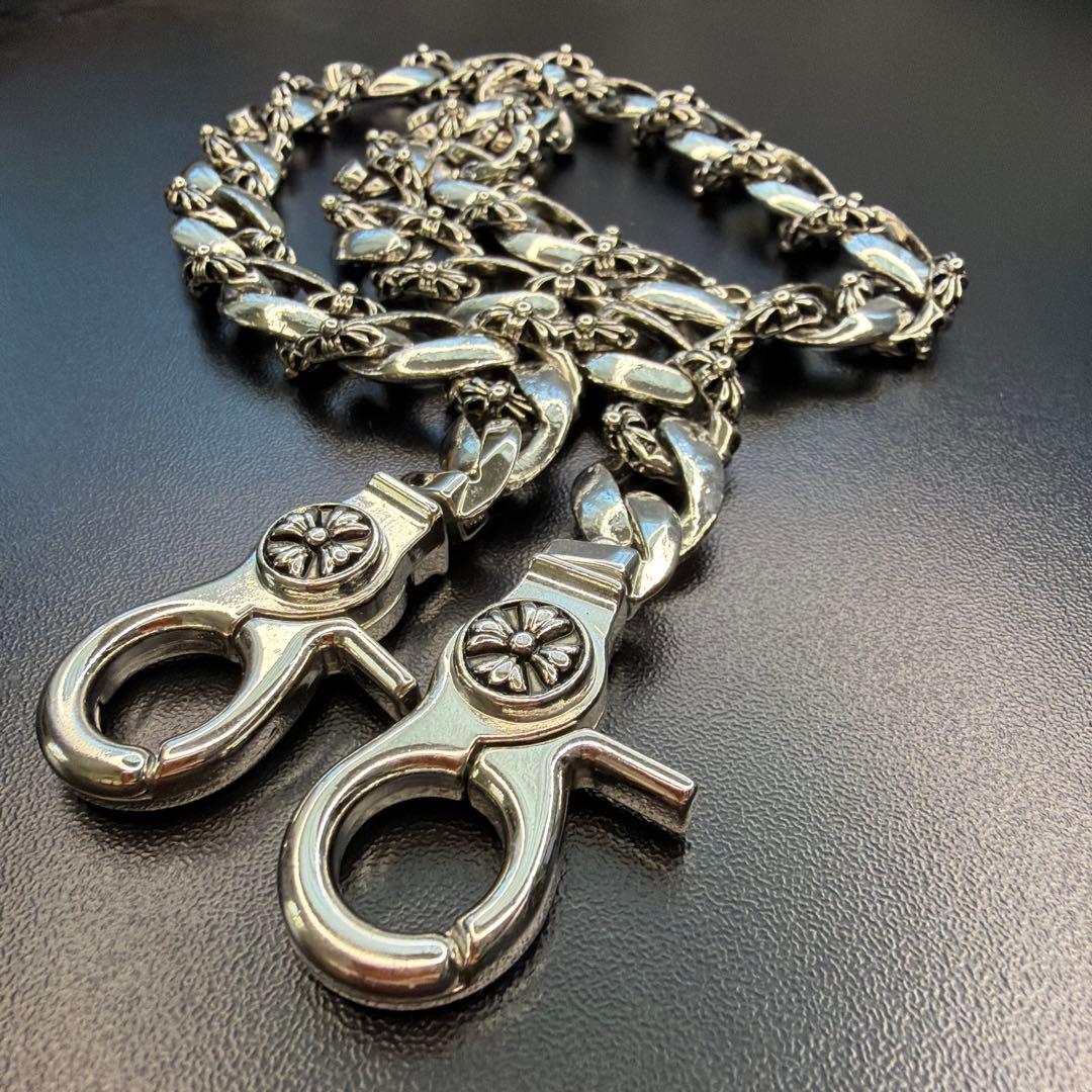 CHクロス ウォレットチェーン 222グラム フローラルクロス シルバー