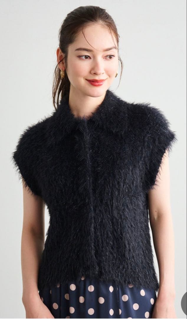 ゆゆ LOUNIE フェザーニットプルオーバー ブラック 38