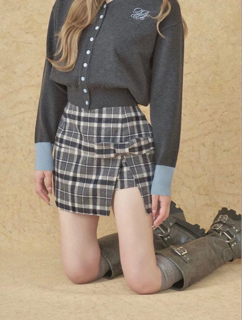 Darich スリットチェックリボンミニスカート