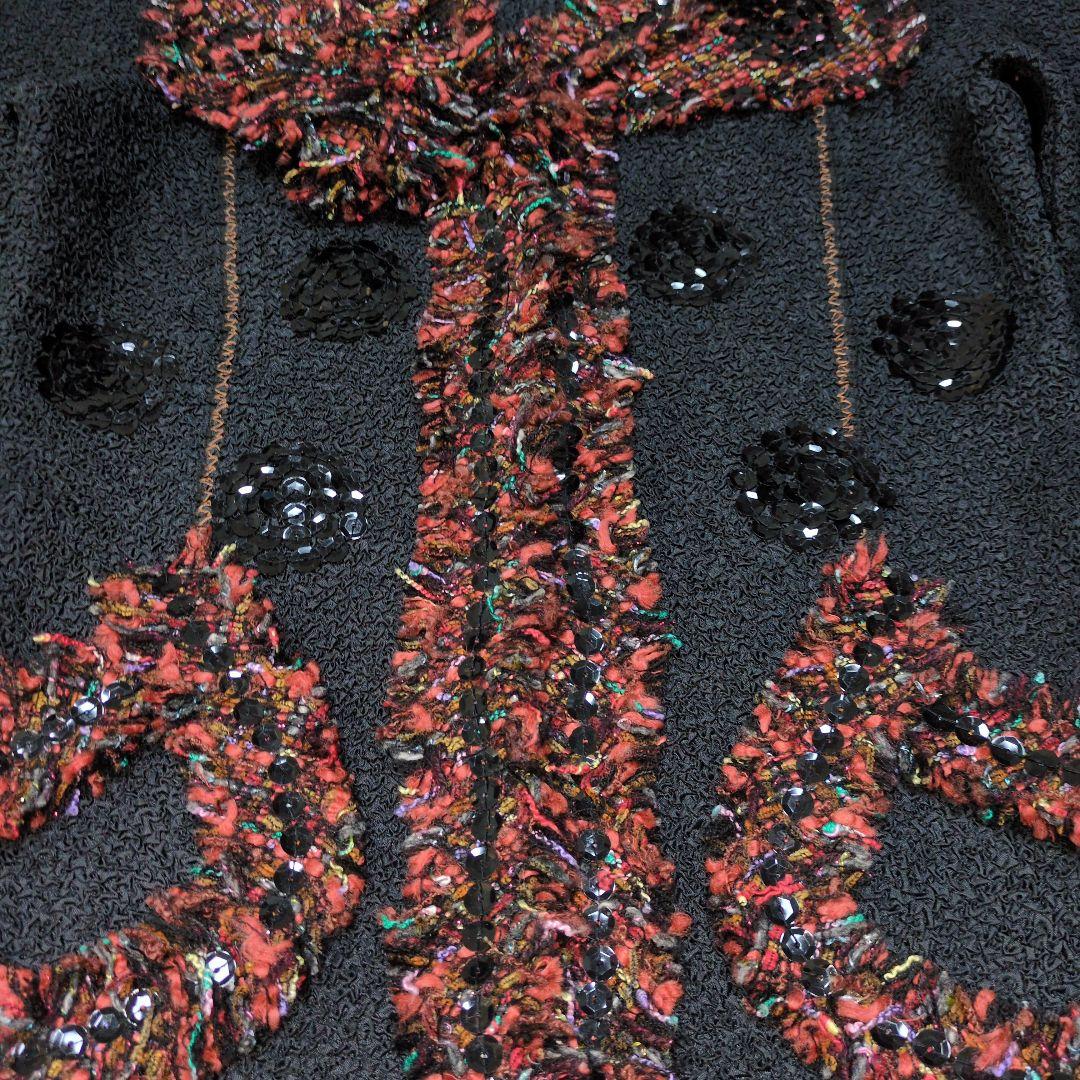 ノコオーノ　フリンジ付きテーラードジャケット 　ブラウス　黒赤　サンプル品