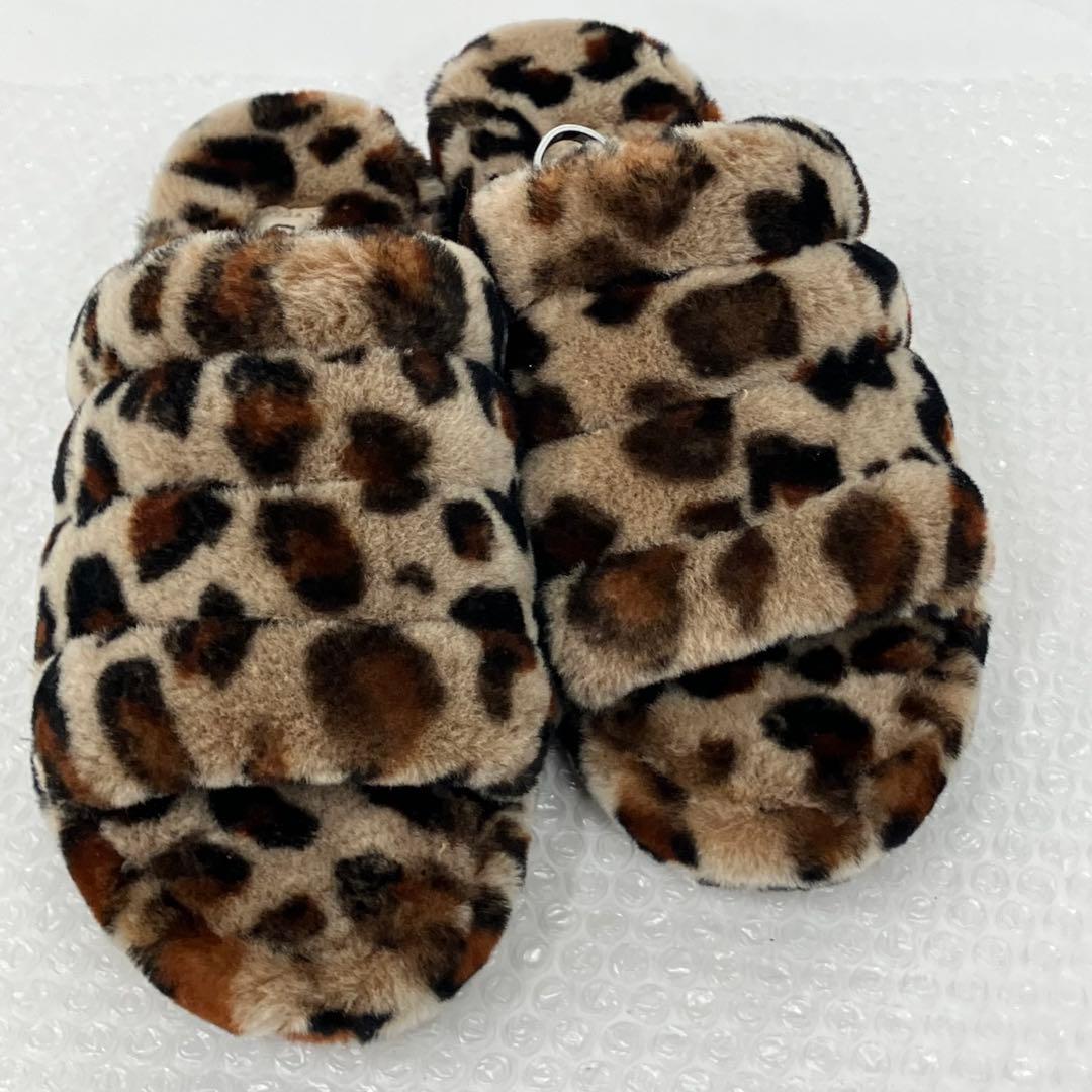 新品未使用同等品 UGG fluff yeah slide レオパード 25