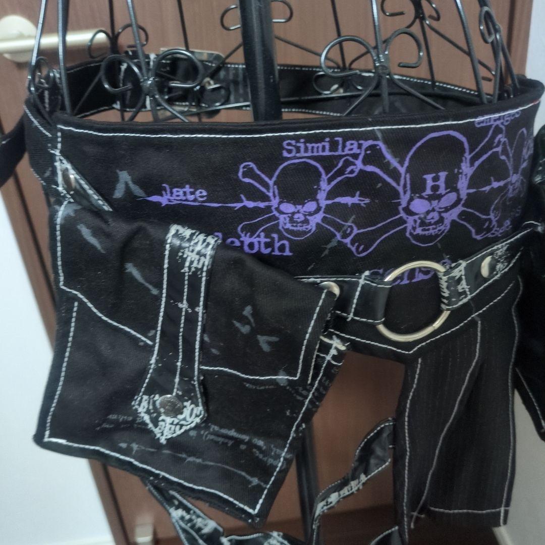 h.naoto　スカルプリント スカート付き　ウエストポーチ　ゴシック