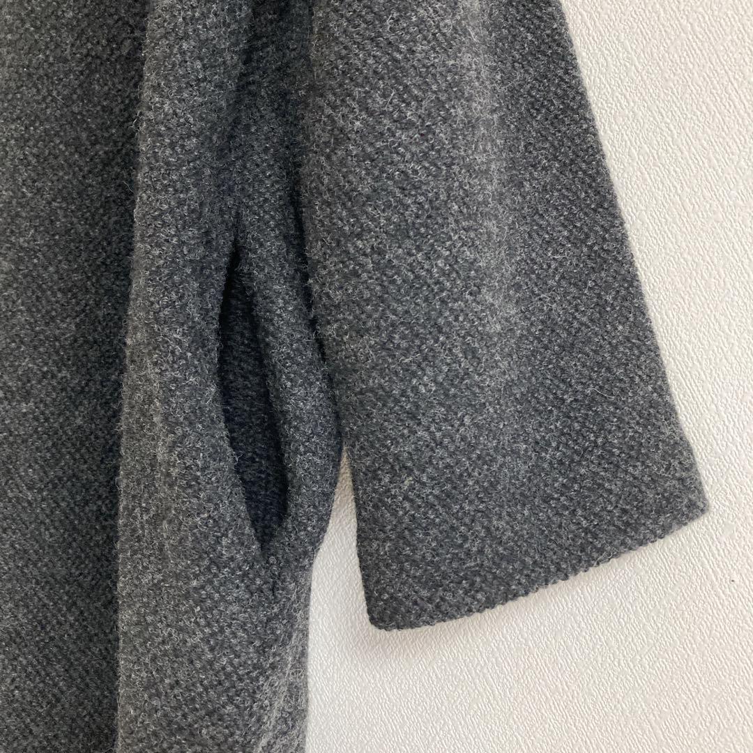 evam eva　ウール　ツイード　ローブコート　8分袖　チャコール　F