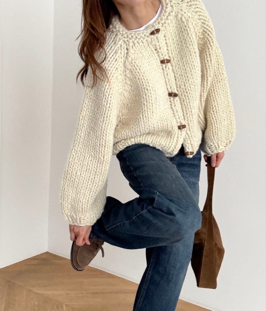 El mar　ウール混ローゲージカーディガン　ニットカーディガン　キャナルジーン